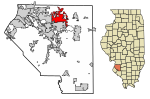 St. Clair County Illinois Incorporated and Unincorporated areas O'Fallon Highlighted